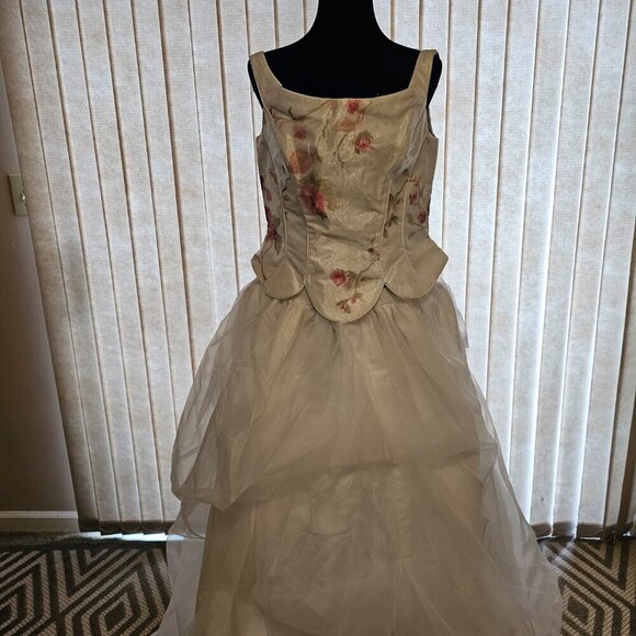 2pc Floral Wedding Dress Size 10 - Picture 4 of 9